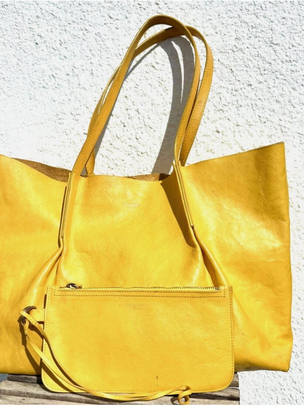 NINA RICCI - large leather TOTE bag with WRIST purse